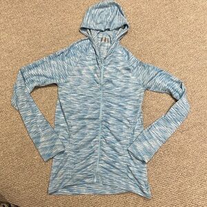 Athleta Jacket Womens size M Seamless Spacedye Blue Athletic Fit Athleisure